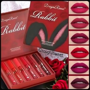 🆕️RABBIT 6 COLOR VELVET MATTE RED WATERPROOF LIPGLOSS GIFT SET~BEAUTIFUL GIFT!